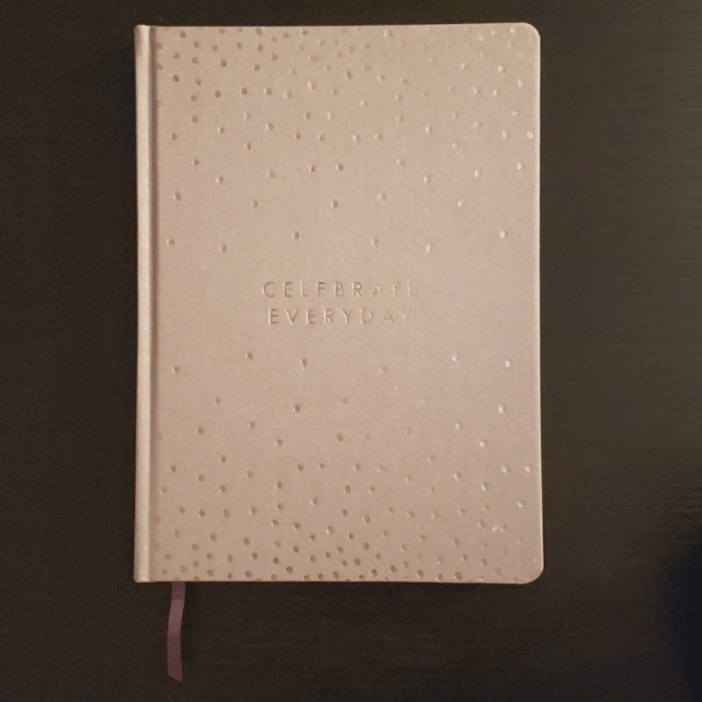Light Mauve "Celebrate Everyday" Shimmery Polka Dot Daily Journal | NWOT